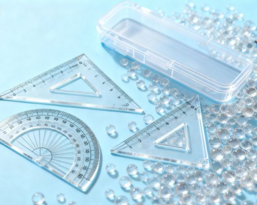 Durable Transparent K Resin Ruler - Styrene-Butadiene Copolymer, High Impact Resistance for School/Office Stationery